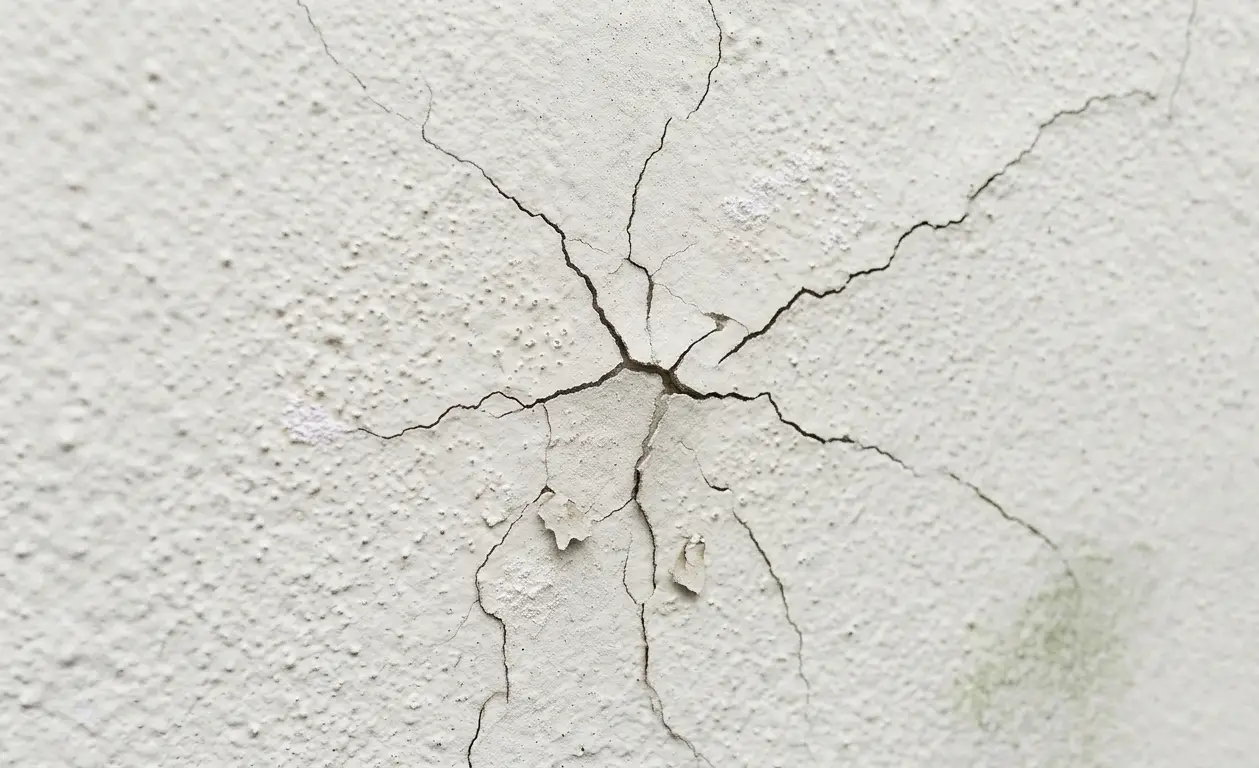 Fissures et écailles sur un crépis extérieur